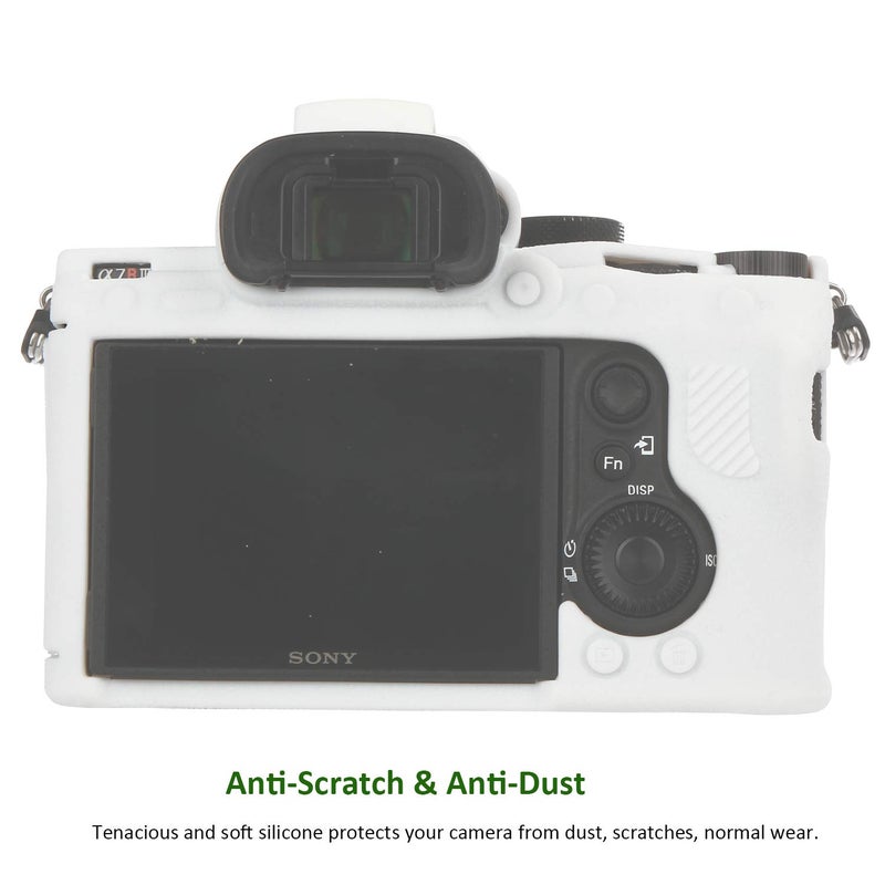 Easy Hood Camera Case for Sony Alpha a7III a7 III a7R III a7RIII ILCE-7RM3 a73 a7R3 a7R Mark III Soft Silicone Rubber Protective Body Housing Case Skin Camera Protector Cover (White) - Image 3